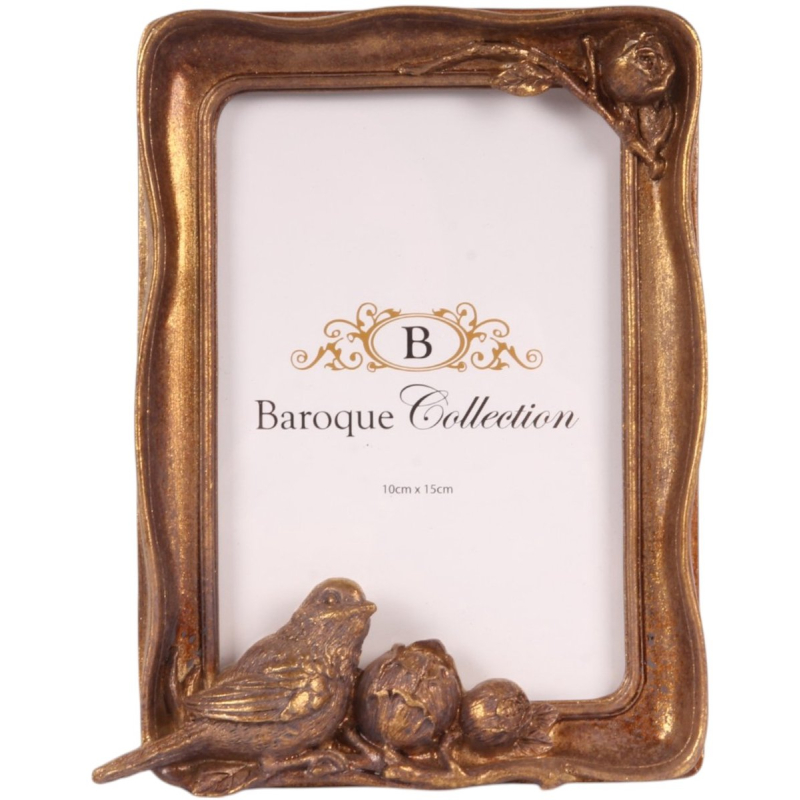 goudkleurige fotolijst vogel staand